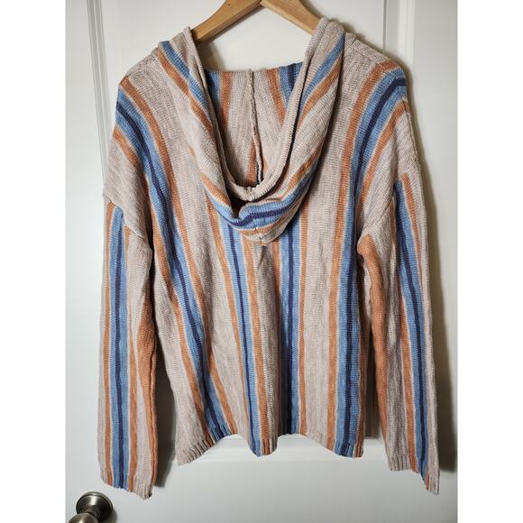 LUCKY BRAND Blue Orange Tan Baja Hippie Boho Hoodie SZ M - Picture 2 of 7